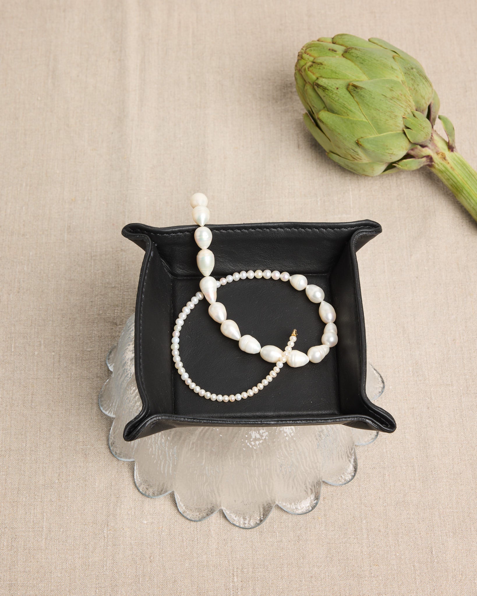 Bianca Leder-Platte - Schwarz