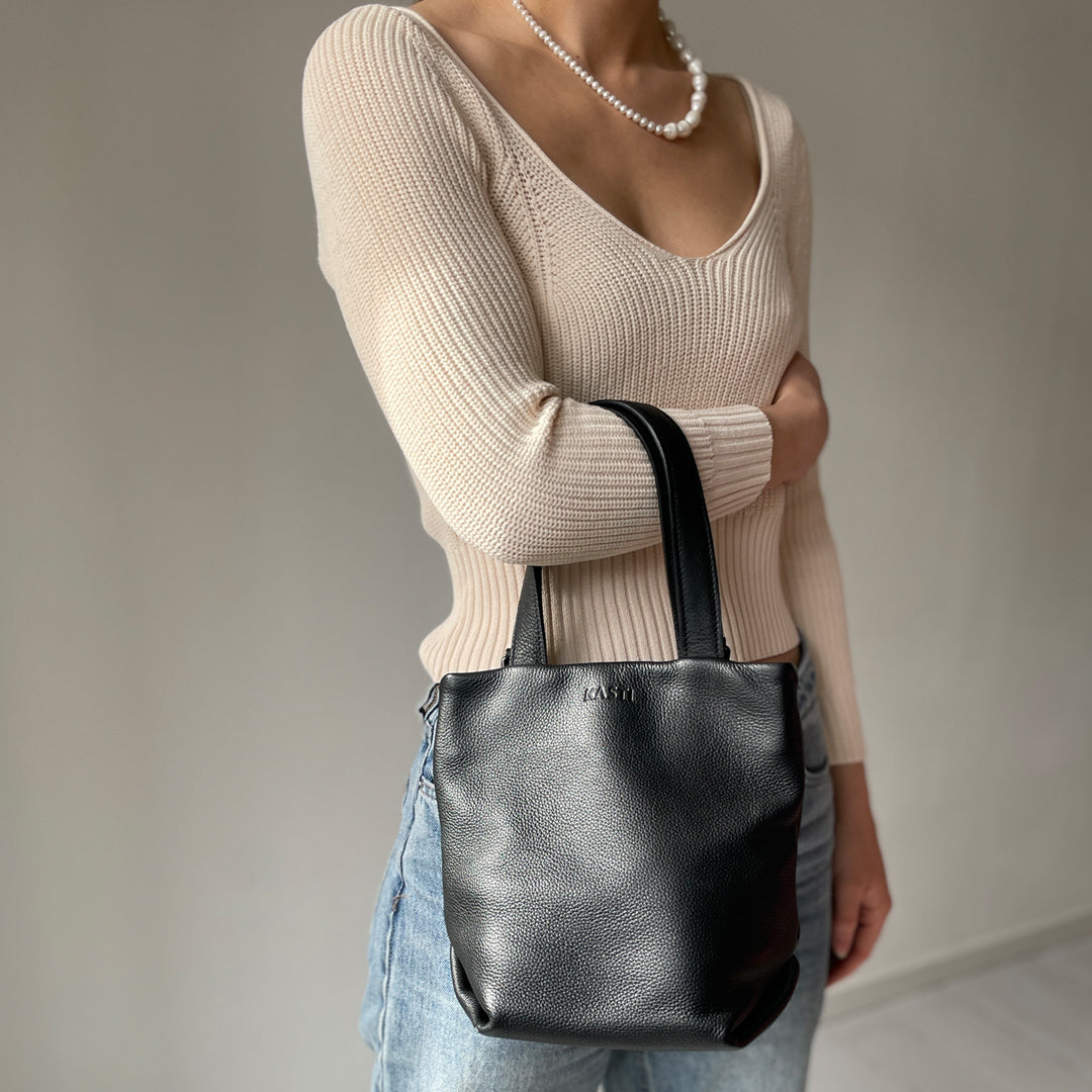 Blatt Eimer-Tasche - Schwarz