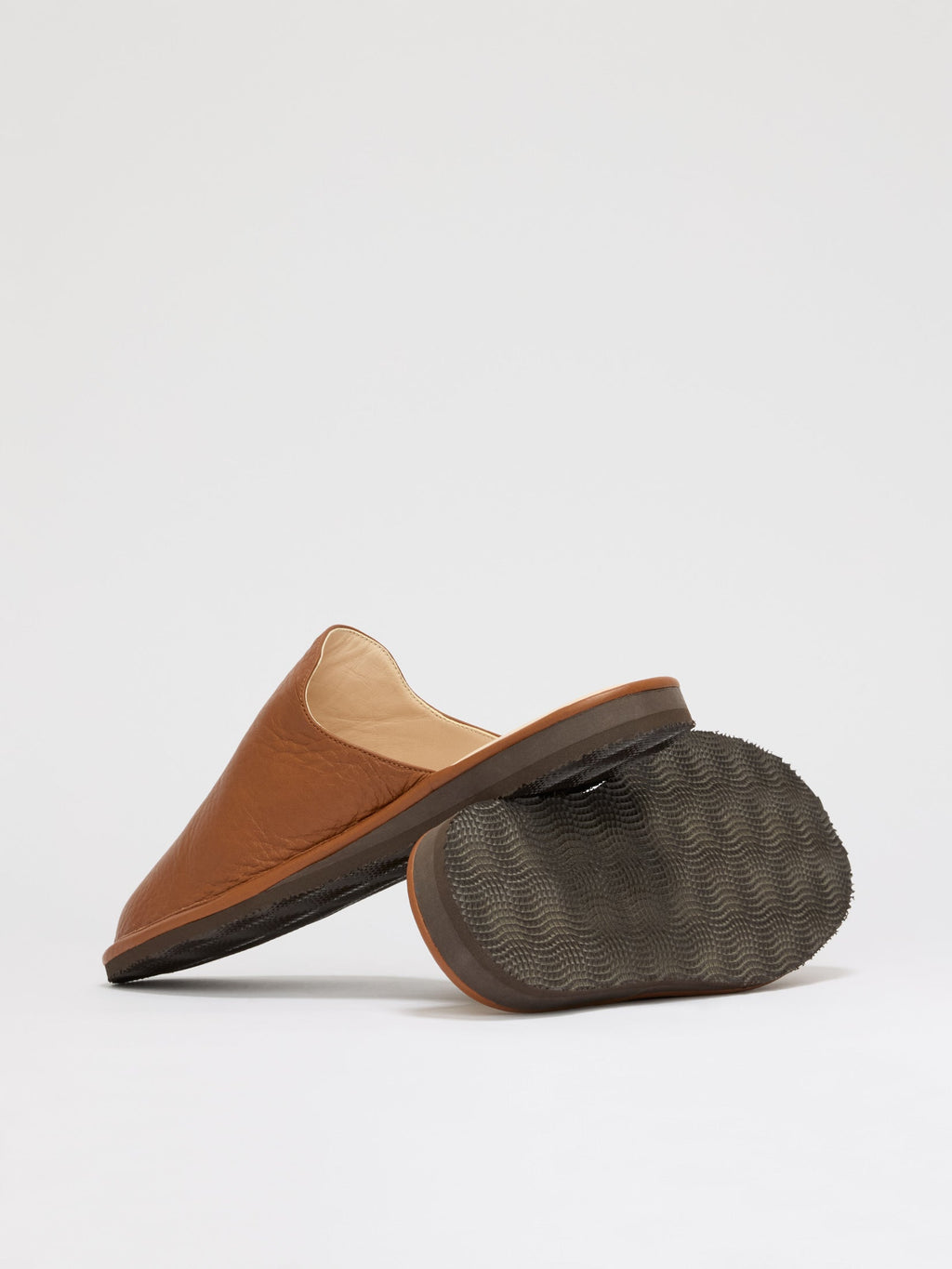 Quarz-Pantolette - Cognac - Schwedisches Leder