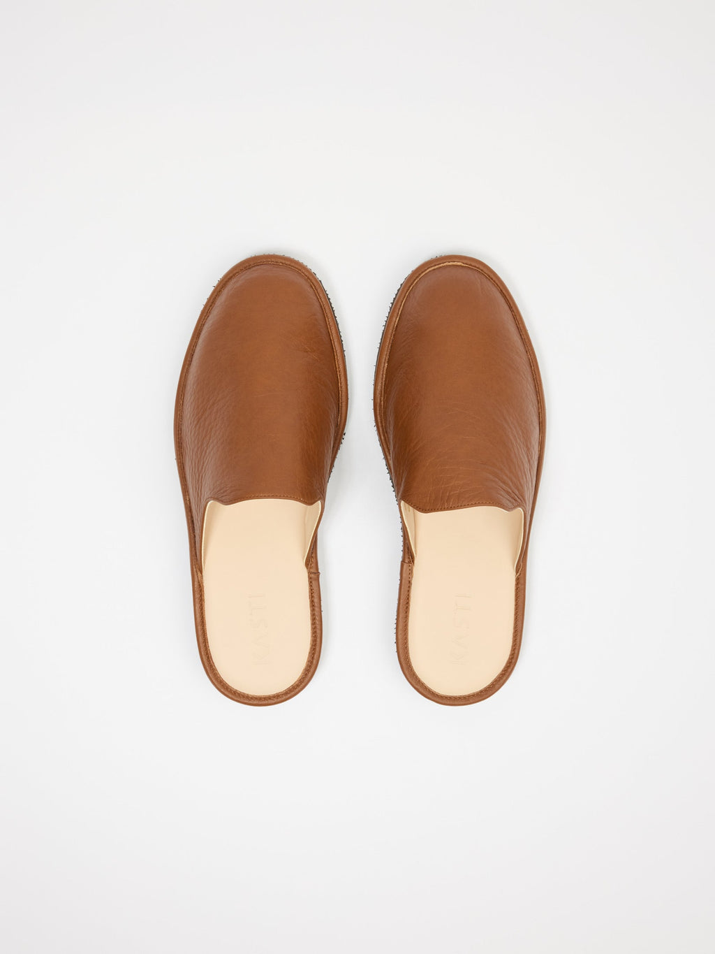 Quarz-Pantolette - Cognac - Schwedisches Leder