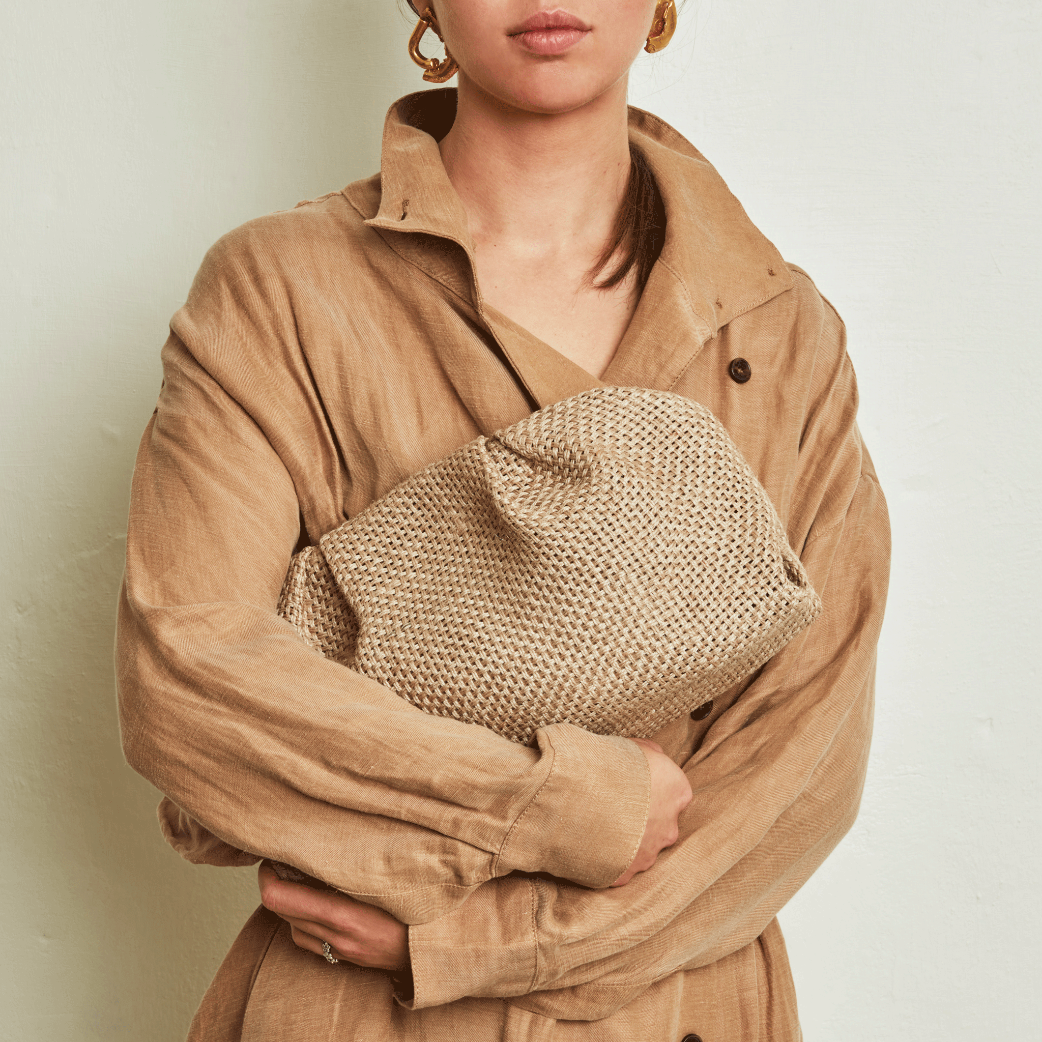 Große Fig Tasche - Raffia Beige